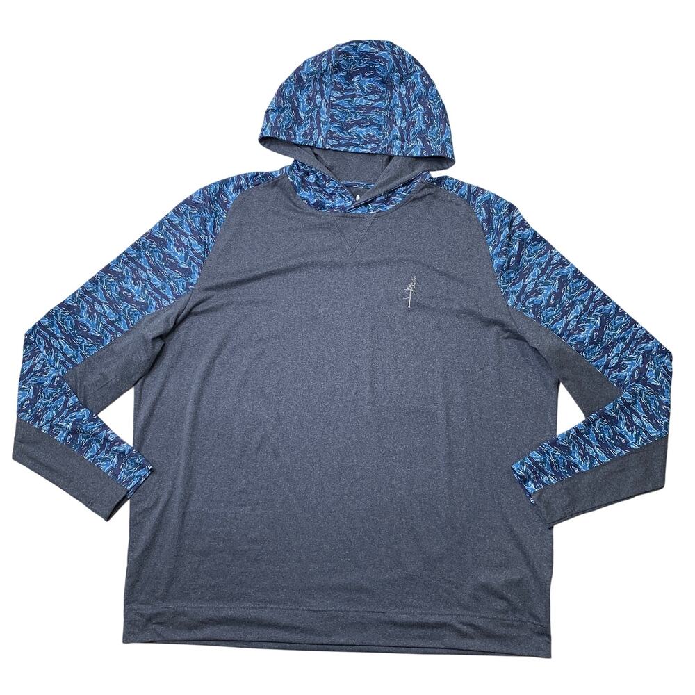 Johnnie-o Hoodie Mens 2XL XXL Heather Navy Asher Printed Golf Four Way Stretch